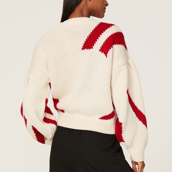 Sachin & Babi Turner Geo Sweater in red and cream, XL - Picture 3 of 12